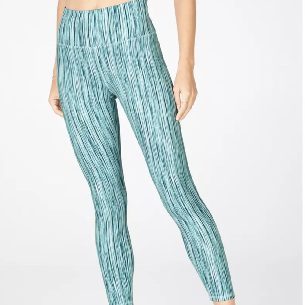 NWT Fabletics Aqua Striated High-Waist Leggings